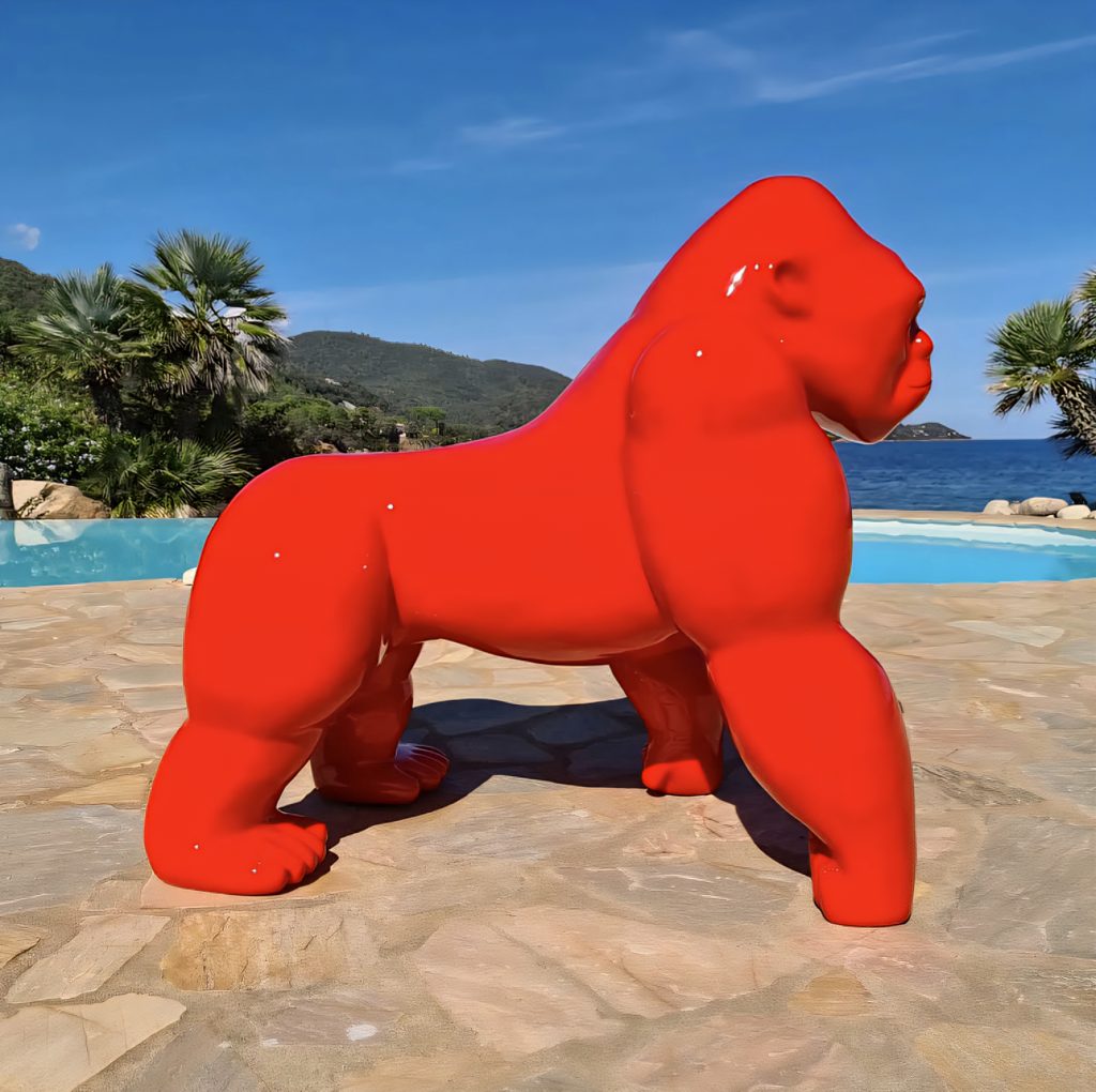 Red Gorilla – Sculpture fibre de verre- 135 cm